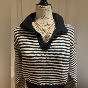 Ciao Lucia striped cropped sweater black white stripe Xs